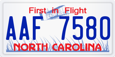 NC license plate AAF7580
