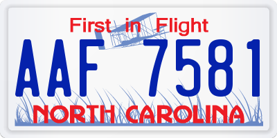 NC license plate AAF7581