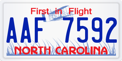 NC license plate AAF7592