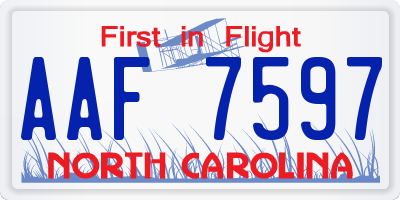 NC license plate AAF7597