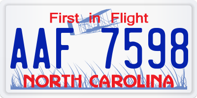 NC license plate AAF7598