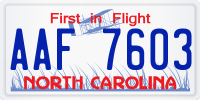NC license plate AAF7603