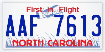NC license plate AAF7613
