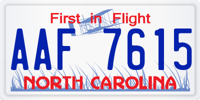NC license plate AAF7615