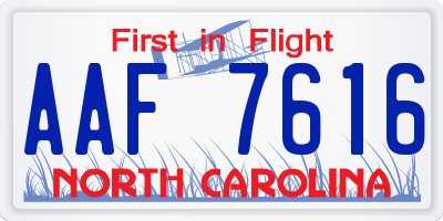 NC license plate AAF7616