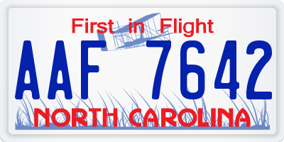 NC license plate AAF7642