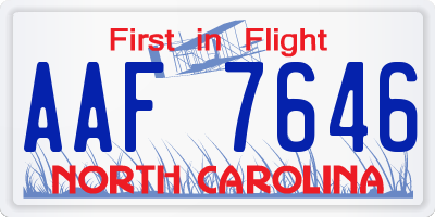 NC license plate AAF7646