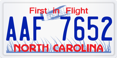 NC license plate AAF7652