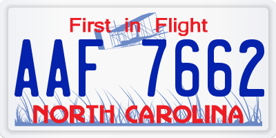 NC license plate AAF7662