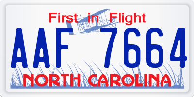 NC license plate AAF7664