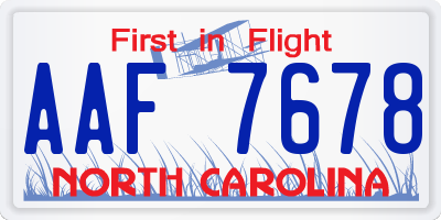 NC license plate AAF7678