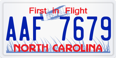 NC license plate AAF7679