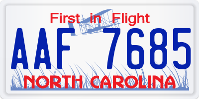 NC license plate AAF7685