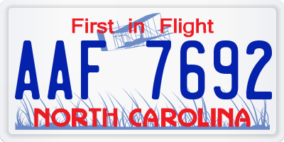NC license plate AAF7692