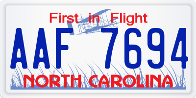 NC license plate AAF7694
