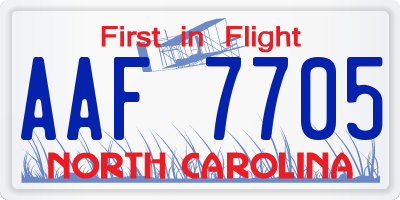 NC license plate AAF7705