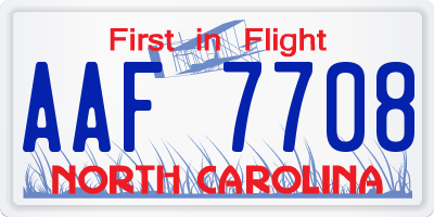 NC license plate AAF7708