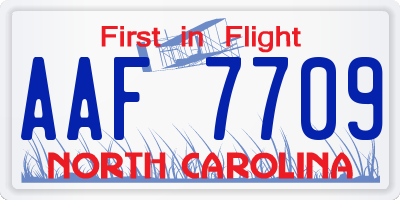 NC license plate AAF7709
