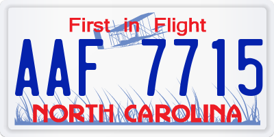 NC license plate AAF7715