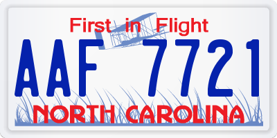 NC license plate AAF7721