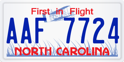 NC license plate AAF7724