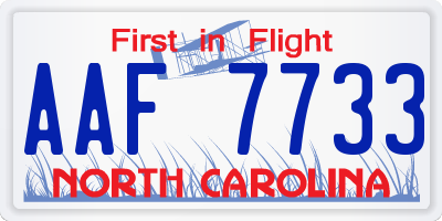 NC license plate AAF7733