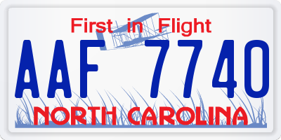 NC license plate AAF7740