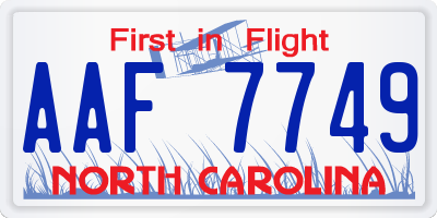 NC license plate AAF7749