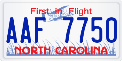 NC license plate AAF7750