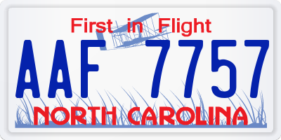 NC license plate AAF7757