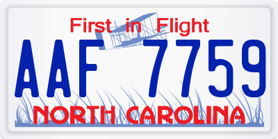 NC license plate AAF7759