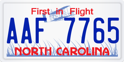 NC license plate AAF7765