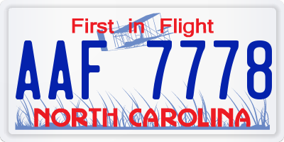 NC license plate AAF7778