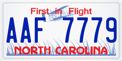 NC license plate AAF7779