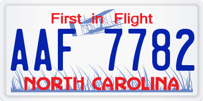 NC license plate AAF7782