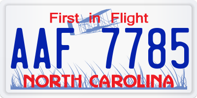NC license plate AAF7785
