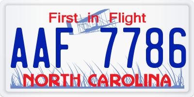 NC license plate AAF7786