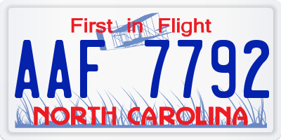 NC license plate AAF7792