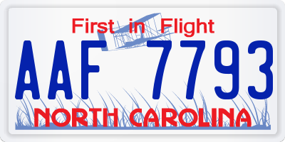 NC license plate AAF7793