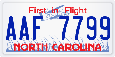 NC license plate AAF7799