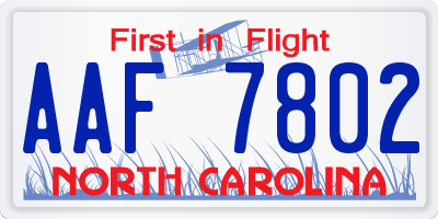 NC license plate AAF7802