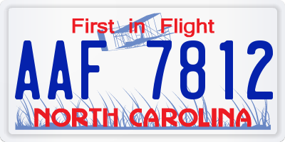 NC license plate AAF7812