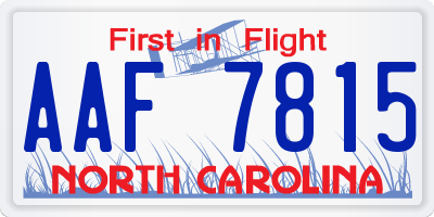NC license plate AAF7815