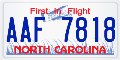 NC license plate AAF7818