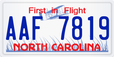 NC license plate AAF7819