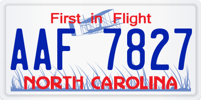 NC license plate AAF7827