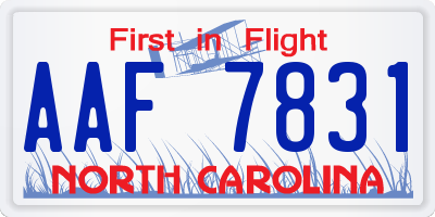 NC license plate AAF7831