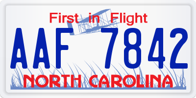 NC license plate AAF7842