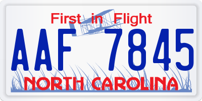 NC license plate AAF7845