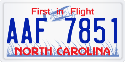 NC license plate AAF7851